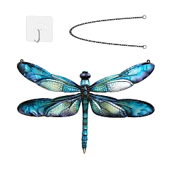 Темно-Голубой Стрекоза железный настенный декор, для сада, крыльца, патио, балкона, украшения, с цепью и крючком, глубокое синее небо, 201x305 мм