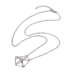 Нержавеющая Сталь Цвет Устойчивый к потускнению 201 мешочек из нержавеющей стали для макраме пустой держатель камней для изготовления подвесок и ожерелий, с 304 тросовыми цепями из нержавеющей стали и застежкой-карабином, цвет нержавеющей стали, 17-7/8 дюйм (45.5 см)