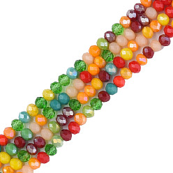 Medium Sea Green Glass Beads Strands, Faceted, Rondelle, Medium Sea Green, 3.5x3mm, Hole: 0.9mm, about 130Pcs/strand, 14.37 inch(36.5cm)