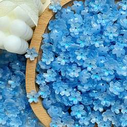 Темно-Голубой Гальванизируйте прозрачные стеклянные бусины, AB Цвет покрытия, цветок, глубокое синее небо, 10 мм