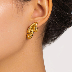 Золотой Уникальные спиральные серьги-гвоздики из нержавеющей стали в форме капли 201, золотые, 27x15 мм