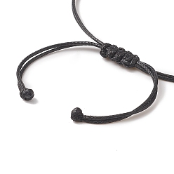 Black Braided Waxed Polyester Cord, with 304 Stainless Steel Jump Rings, for Adjustable Link Bracelet Making, Black, 12-3/8 inch(31.4cm), Hole: 3.6mm