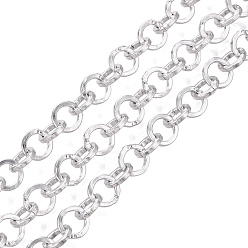 Silver Aluminium Rolo Chains, Unwelded, with Spool, Silver, 6.5x1mm, about 98.43 Feet(30m)/Roll
