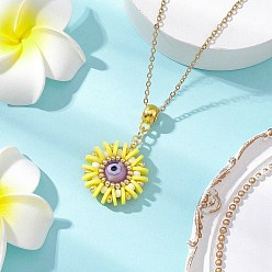 Светло-хаки Стеклянные бусины и полимерная глина и ожерелья с подвесками в стиле лэмпворк от сглаза, 304 ожерелья-цепочки из нержавеющей стали для женщин, золотые, светлый хаки, 17.64 дюйм (44.8 см)