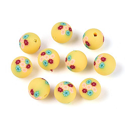 Шампанско-Желтый Бусины из полимерной глины , круглые, шампанское желтый, 8 мм, отверстие : 1.6~2 мм