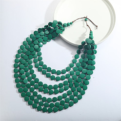 Морско-зеленый Богемный деревянный дисковый бисер многослойные нагрудные ожерелья для женщин, цвета морской волны, 25.59 дюйм (65 см)