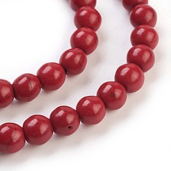 Crimson Synthetic Turquoise Beads Strands, Dyed, Round, Crimson, 8mm, Hole: 1mm, about 50pcs/strand, 15.35 inch