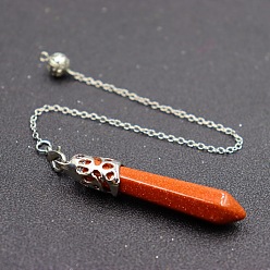 Камень с Пылевым Золотом Биолокационные маятники синтеза Голдстоуна, со сплавочной фурнитурой, конус, 510~800 мм