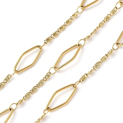 Настоящее золото 18K 304 ромб из нержавеющей стали с цепями Lumachina, ионное покрытие (ip), пайки, с катушкой, реальный 18 k позолоченный, 15x6.5x1 мм, 10 м / рулон