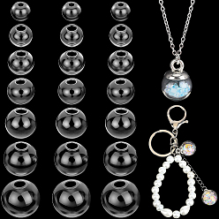 Clear 210Pcs Round Mechanized One Hole Blown Glass Globe Ball Bottles, for Stud Earring or Crafts, Clear, 8~20mm, Hole: 2.5~5mm, 30pcs/style