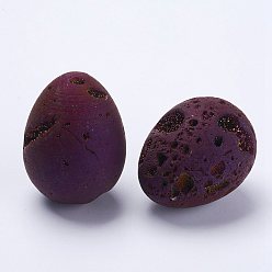 С Фиолетовым Покрытием Галька естественный druzy geode кварцевые бусины, Украшения для дома из драгоценных камней, нет отверстий / незавершенного, яичный камень, с фиолетовым покрытием, 41x29 мм