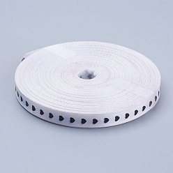 Белый Представляет коробки пакеты одно лицо атласная лента, Сердце шаблон дизайна, белые, 3/8 дюйм (10 мм), 100yards / рулон (91.44 м / рулон)