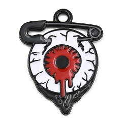 Eye Подвески из сплава хэллоуина с эмалью, чёрные, Очарование глаз, 25x19x1.3 мм, отверстие : 2 мм