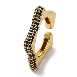 Черный Кольца-манжеты для женщин с открытыми кольцами из латуни и кубическим цирконием в виде звезды, без свинца и без кадмия, долговечный, реальный 18 k позолоченный, чёрные, 3.5 мм