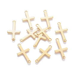Golden 304 Stainless Steel Links connectors, Sideways Cross, Golden, 23x12.5x0.7mm, Hole: 1.4mm