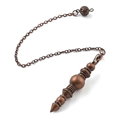 Красная Медь Латунный маятник с большой остроконечной подвеской, с когтя омара застежками и цепи, стойки покрытие, Красная медь, 245 мм, отверстие : 1.6 мм