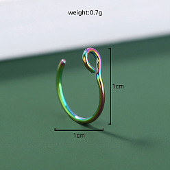 Многоцветный 304 кольцевые носовые кольца из нержавеющей стали, Радуга цветов, 10x10 мм