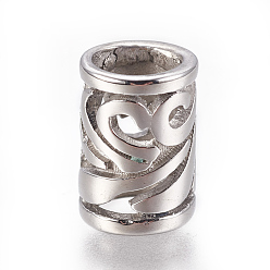 Нержавеющая Сталь Цвет Устойчивы к потускнению 304 нержавеющие европейские бусины, бусины с большим отверстием, колонка, цвет нержавеющей стали, 10x7 мм, отверстие : 5 мм