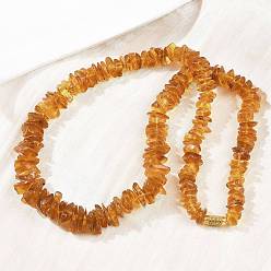 Янтарный Ожерелья из бисера с натуральной янтарной крошкой, с медными застежками, 23.82 дюйм (60.5 см)