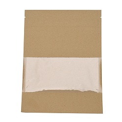 Camel Kraft Paper Open Top Resealable Bags, Food Storage Bags, Sealable Pouches, for Storage Packaging, with Tear Notches, Rectangle, Camel, 18.1x13.1x0.2cm, Inner Measure: 12cm, Window: 13x6.2cm, Unilateral Thickness: 4.7 Mil(0.12mm)