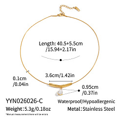 Teardrop 304 Stainless Steel Pave Clear Cubic Zirconia Pendant Necklaces for Women, Golden, Teardrop, 15.94 inch(40.5cm)