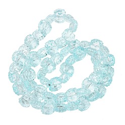 Light Blue Electroplate Baking Paint Transparent Glass Beads Strands, Crab, Light Blue, 13x16x8.5mm, Hole: 1.2mm, about 55pcs/strand, 24.41''(62cm)
