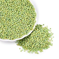 Light Green Picasso Glass Seed Beads, Round Hole, Rondelle, Light Green, 2~2.5x1.5~2mm, Hole: 0.7~0.8mm, about 36000pcs/pound
