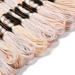 Bisque 10 Skeins 6-Ply Polyester Embroidery Floss, Cross Stitch Threads, Segment Dyed, Bisque, 0.5mm, about 8.75 Yards(8m)/skein