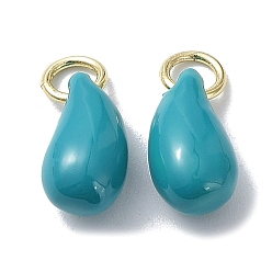 Стально-синий Латунные подвески, с эмалью, без свинца и без кадмия, слеза, стальной синий, 12x6x7 мм, отверстие : 3.4 мм