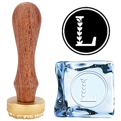 Letter L 1головка штампа из латуни золотистого тона, с прямоугольными бархатными мешочками 1pc и ручкой из грушевого дерева 1pc, для сургучной печати, Письмо L, латунная головка штампа: 30x12 мм