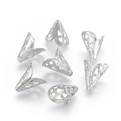 Нержавеющая Сталь Цвет Не тускнеет 2-лепестки 304 колпачки из нержавеющей стали, цвет нержавеющей стали, 12x11x8 мм, отверстие : 1 мм