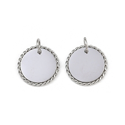 Нержавеющая Сталь Цвет 304 подвески из нержавеющей стали, с целью перехода в кольце, плоский круглый шарм, цвет нержавеющей стали, 16.5x1 мм, отверстие : 4.3 мм