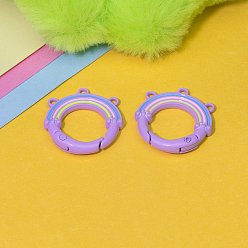 Фиолетовый 3-сплавные эмалированные пружинные застежки с отверстиями, радуга, аксессуары для подвесок для мобильных телефонов своими руками, фиолетовые, 27x25.8 мм