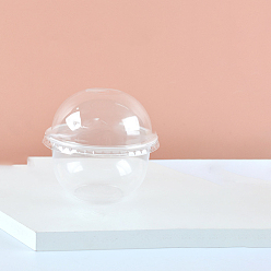 Clear Plastic Small Cake Containers, Disposable Dessert Cake Boxes, with Lids, Round, Clear, 45~95x93mm, Hole: 1.8mm