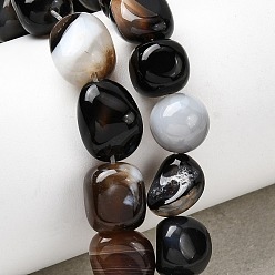 (946F)Морозный цвет внутри  Жонкиль / Непрозрачная зеленая подкладка Натуральный черный агат бисер нитей, окрашенная и подогревом, самородки, упавший камень, 5~9x5~8.5x3~6 мм, отверстие : 0.8~0.9 мм, около 31 шт / нитка, 7.87'' (20 см)