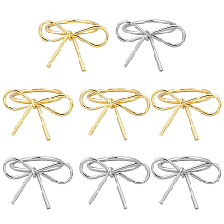 Platinum & Light Gold 8 шт. 2 цветные железные кольца-бантики для женщин, платина и светлое золото, внутренний диаметр: 17 мм, 4 шт / цвет