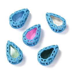 Темно-Голубой Шить на горный хрусталь, стиль мокко, стекло горный хрусталь, с латунной фурнитурой , аксессуары для одежды, слеза, разноцветные, глубокое синее небо, 12.5x8x5 мм, отверстие : 1 мм