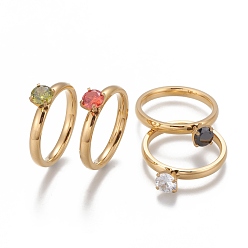 (52) Непрозрачная лаванда Вакуумное покрытие pvd 304 кольца для пальцев из нержавеющей стали, пасьянс кольца, с кубического циркония, разноцветные, Размер 5~8, внутренний диаметр: 15~18 мм