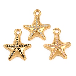 Золотой 304 нержавеющей стальной эмали подвески, прелести морская звезда, золотые, 16x13.5x3 мм, отверстие : 1.6 мм