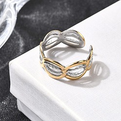 Oval Регулируемые 304 манжеты из нержавеющей стали для женщин, золотые и нержавеющая сталь цвет, овальные, 8.5 мм, регулируемый