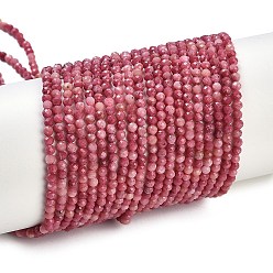 Родонит Природные родонит бисер нитей, граненые, класс AAA, круглые, 2 мм, отверстие : 0.5 мм, около 184 шт / нитка, 15.75'' (40 см)
