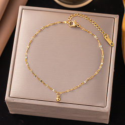 Круглые Браслеты из сплава нержавеющей стали с подвесками, украшения для женщин, золотые, круглые, 8-1/4 дюйм (210 мм)