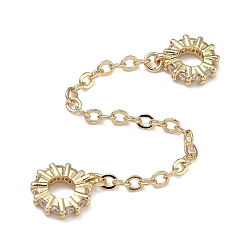 Золотой Латунь микропаве прозрачный кубический цирконий европейский бисер, кольцо, с кабельным цепи, долговечный, стойки покрытие, золотые, 90~98 мм, отверстие : 4.5 мм