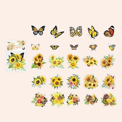 Jaune 50pcs autocollants décoratifs papillon et fleur pour animaux de compagnie, pour scrapbooking diy, jaune, 65x65mm