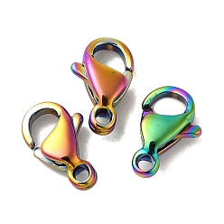 Rainbow Color Ионное покрытие (ip) 304 застежки-клешни из нержавеющей стали, застежки на спусковой крючок, Радуга цветов, 12x7.5x3.5 мм, отверстие : 1.4 мм