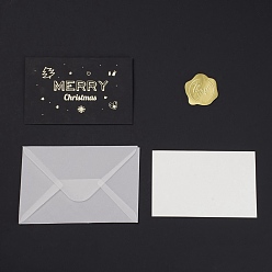 Christmas Tree Paper Thank You Greeting Cards with Envelopes and Paperboard, Rectangle, Christmas Themed Pattern, Greeting Card: 80x124x1mm, Envelop: 87x132x0.2mm, Paperboard: 75x118x0.1mm