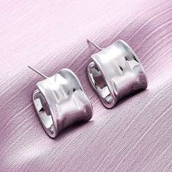 Платина Латунные серьги-гвоздики в форме буквы С, без свинца и без кадмия, долговечный, стойки покрытие, платина, 18.5x13.5 мм