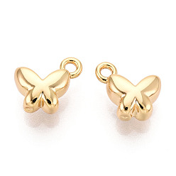 Бабочка Латунь прелести, без никеля , реальный 18 k позолоченный, бабочка, 10x8x4.1 мм, отверстие : 1.4 мм