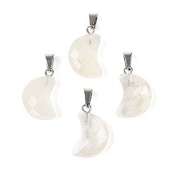 Желтый Кварц Подвески из натурального желтого кварца, обереги граненой луны, с защелкой из нержавеющей стали на поручнях, цвет нержавеющей стали, 18.5~19.5x10~11.5x5.5~6 мм, отверстие : 6x2.5 мм