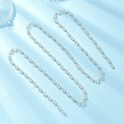 Прозрачный Ручная работа 304 цепочки из нержавеющей стали и стекла в форме ронделей, несварные, золотые, прозрачные, Коннекторы : 12~13x5.5~6 мм, 1 м / шт